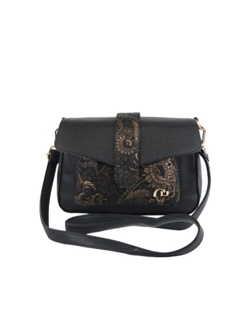 Torebka PANDORA Czarna w Złote Kwiaty
