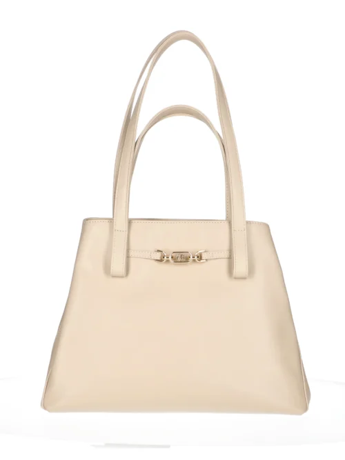 Torebka Chiara Mery – Beżowa Torebka ze Skóry Gładkiej