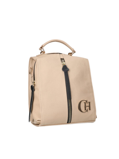 Plecak Chiara Fedele – Beżowy Plecak z Ekoskóry Złote Okucia