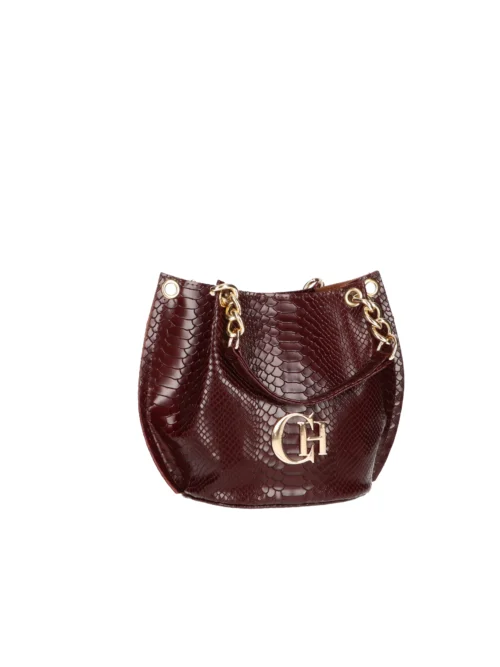 Torebka Chiara Nesca – Bordowa Listonoszka ze Skóry Naturalnej Tłoczonej na Wzór Węża