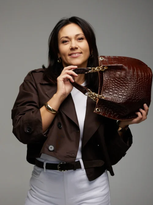 Listonoszka Skórzana NESCA - Brąz Croco (Bez Logo)