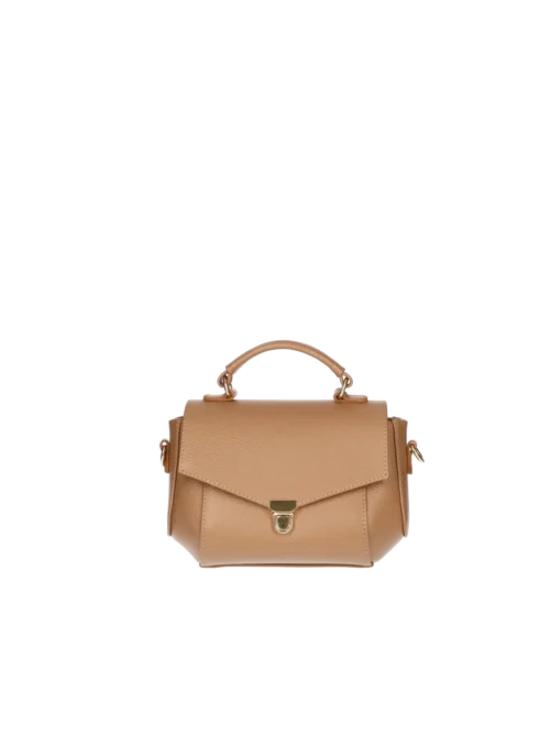 Torebka Kuferek "Dori" - Skóra Naturalna Groszkowa, Solony Karmel