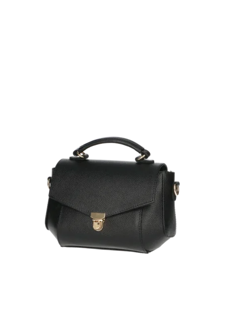 Torebka Kuferek "Dori" - Czarna Skóra Naturalna Groszek