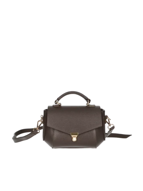 Torebka Kuferek Dori - Czekoladowa Skóra Naturalna Groszek