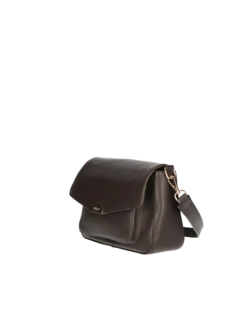 Torebka Listonoszka "JOY" - Skóra Naturalna Groszkowa, Czekolada