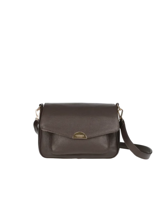 Torebka Listonoszka "JOY" - Skóra Naturalna Groszkowa, Czekolada