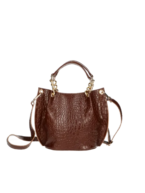 Listonoszka Skórzana NESCA - Brąz Croco (Bez Logo)