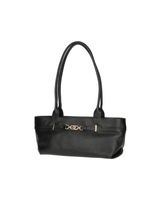 Torebka Chiara Bella Czarna - Skóra Naturalna Groszkowa