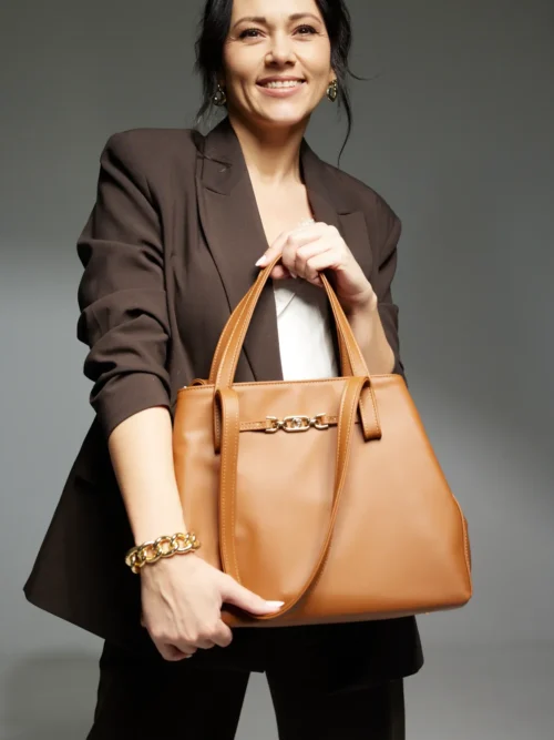 Torebka "Mery" - Skóra Naturalna Gładka, Brąz Naturalny