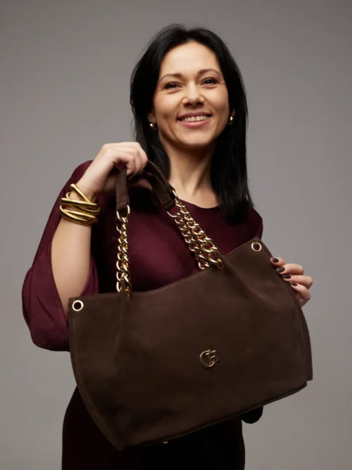 Torebka Nesca MAX Czekoladowy Zamsz